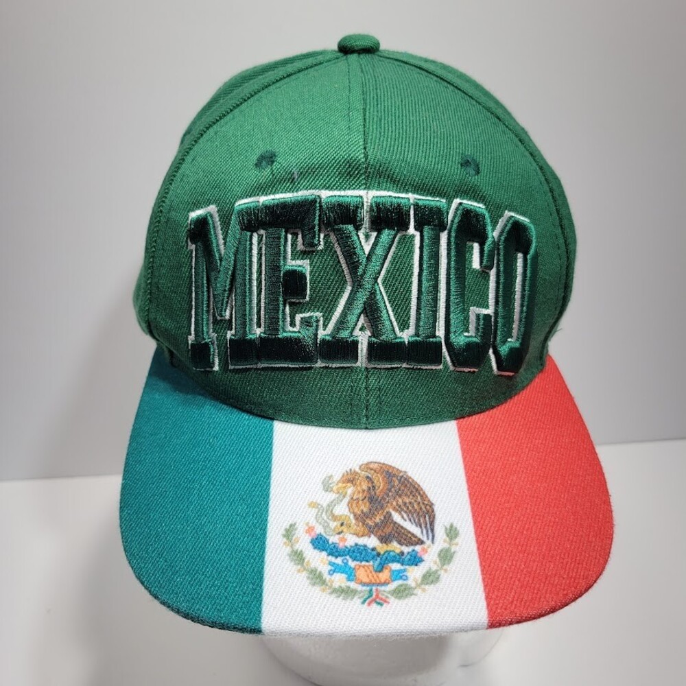 Mexico Flag Hat Cap Snap Back Multi Color Mexican Bull Bot Mens